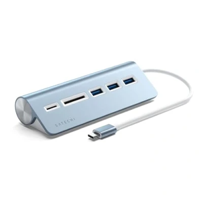 Afbeelding van Satechi Type C Aluminium USB Hub &amp; Card Reader blauw ST TCHCRB