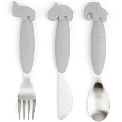 Afbeelding van Done by deer kinderbestek easy grip grey