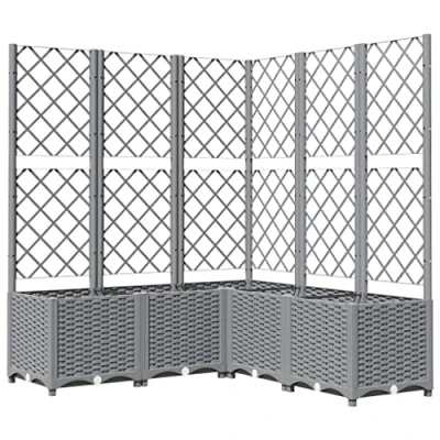 Afbeelding van Plantenbak met latwerk 120x120x136 cm polypropeen lichtgrijs