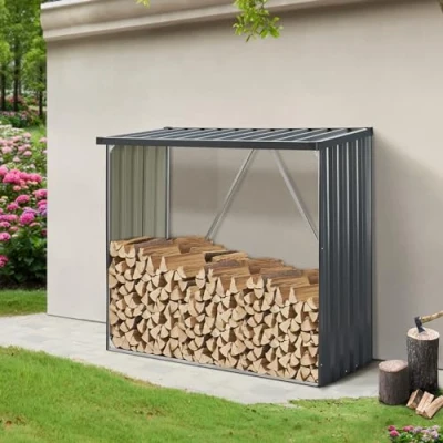 Afbeelding van Stalen brandhout rek houtopslag 156x80x152 cm antraciet