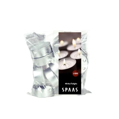 Afbeelding van SPAAS Theelichten Maxi Wit 10 Branduren 40 stuks