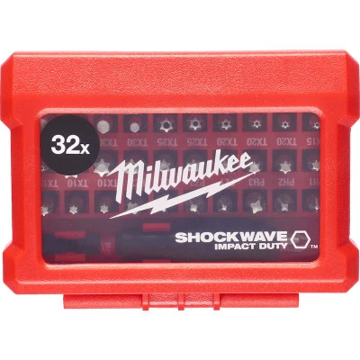 Afbeelding van Milwaukee Shockwave schroefbitset met riemclip (32 dlg)