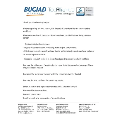 Afbeelding van BUGIAD BNX74013 NOx sensor MERCEDES BENZ: C Class Saloon, E V