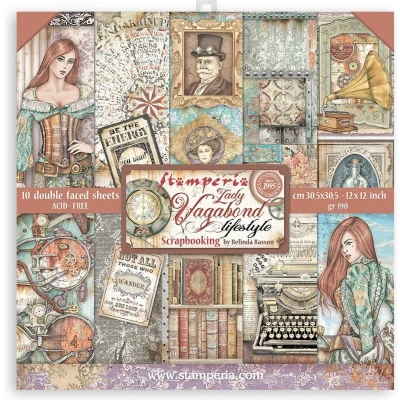 Afbeelding van Stamperia Lady Vagabond Lifestyle 12x12 Inch Paper Pack (SBBL98)
