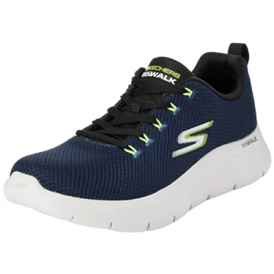 Afbeelding van Skechers Performance GO WALK FLEX LACE UP Sportieve wandelschoenen navy/lime, Heren, Maat: 46, Navy/lime Textiel