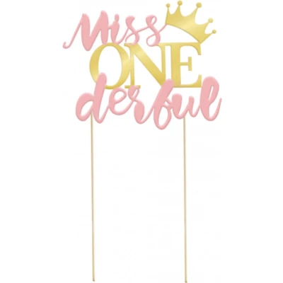 Afbeelding van Cake Topper Miss One Derful 22x11,5cm per stuk