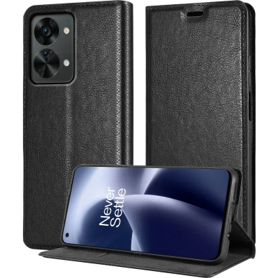 Afbeelding van Cadorabo Hoesje geschikt voor OnePlus Nord 2T in ZWARTE NACHT Beschermhoes met magnetische sluiting, standfunctie en kaartvakje Book Case Cover Etui