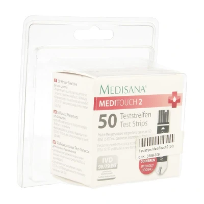 Image de medisana Lot de 50 bandelettes test d&#039;auto détermination la glycémie compatibles avec MediTouch et MediTouch2