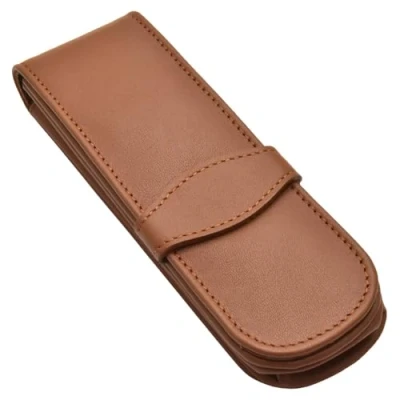 Afbeelding van Online 41049 Leren etui voor 2 lange pennen, klassiek bruin