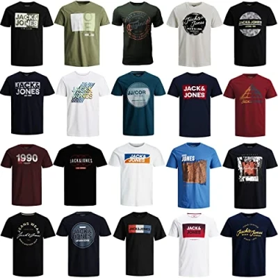 Afbeelding van Jack &amp; Jones T shirt voor heren, pakket van 3, 6 of 9 stuks, gemengd pakket, ronde hals, katoenmix, Multicolor, XXL