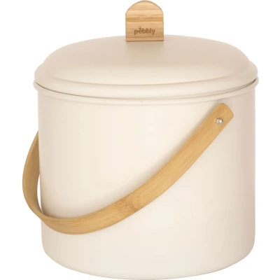 Afbeelding van Pebbly Compost Emmer Crème Metal/bamboo + Koolstoffilter