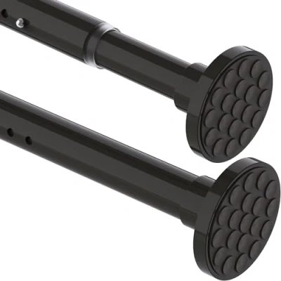 Afbeelding van Telescopische gordijnroede, extra lang, 3 meter, geen boren nodig, kledingstang, voor badkamer, douchegordijn, slaapkamer, zwart, 300 355 cm, doorsnede 32 mm