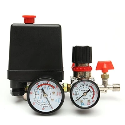 Afbeelding van MASUNN 125PSI Luchtcompressor Drukventiel Schakelaar Controle Spruitstuk Regulator Meters