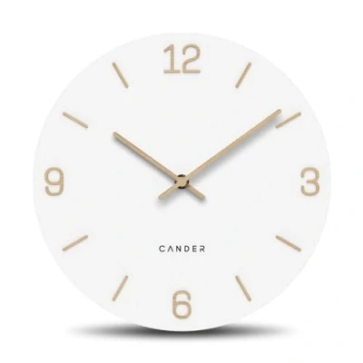 Afbeelding van Cander Berlin MNU 2625 V Stille wandklok 25 cm zonder tikkend geluid analoog woonkamer modern vintage witte houten wijzers