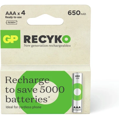 Afbeelding van GP ReCyko Rechargeable AAA batterijen Oplaadbare (650mAh) 4 stuks