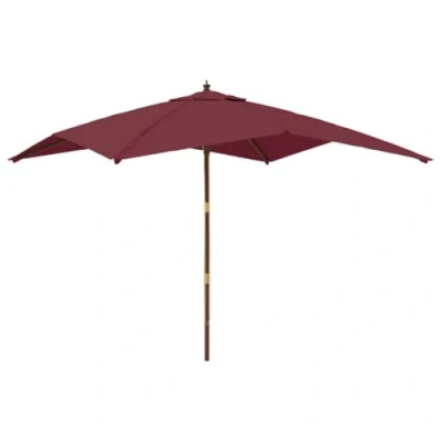 Afbeelding van Parasol met houten paal 300x300x273 cm bordeauxrood