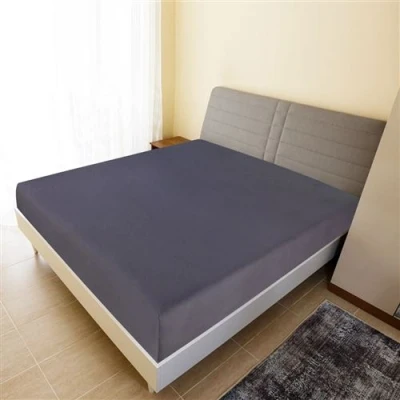 Afbeelding van Hoeslaken jersey 160x200 cm katoen antracietkleurig