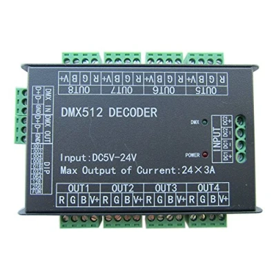 Afbeelding van High Power 24 Channel RGB 3A/CH DMX512 Controller Led Decoder Dimmer 500Hz Flicker Free Smoother Dimming DMX Signal Indicator Flashes Functie DC 5 V