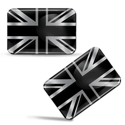 Afbeelding van Biomar Labs® Set van 2 zilveren 3D gelstickers Engelse vlag Britse Voor auto, motorfiets, fiets, raam, deur, pc, mobiele telefoon, tablet, stuks