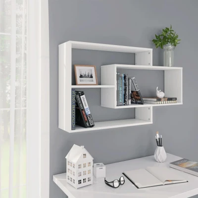 Afbeelding van Wandschappen 104x20x58,5 cm bewerkt hout wit