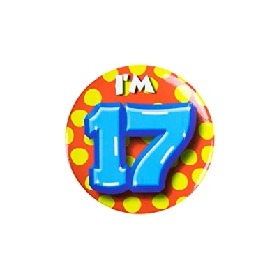 Afbeelding van Paper Dreams Button I&#039;m 17 Junior 5,5 Cm Staal Geel/rood/blauw