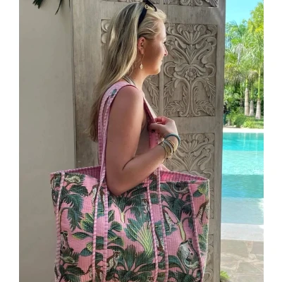 Afbeelding van Strandtas Jungle Joy Pink van Mzury