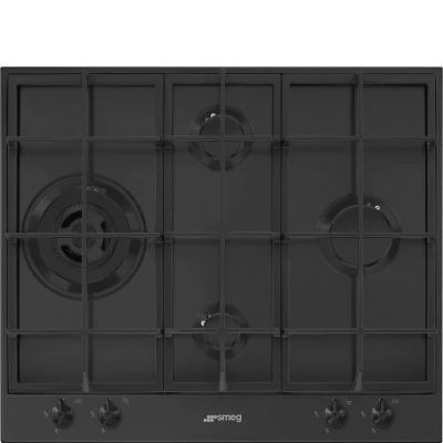 Afbeelding van Smeg Gaskookplaat 60 Cm 4 Branders Mat Zwart Thermokoppelbeveiliging