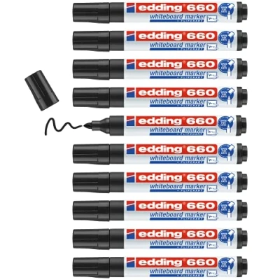 Afbeelding van Markeerstift Edding 661 Whiteboard Zwart 10 Stuks