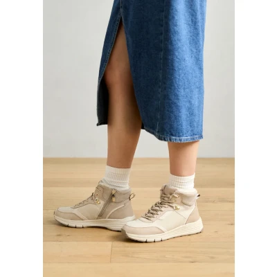 Afbeelding van Tamaris Sneakers hoog, Dames, Maat: 36, Ivory Leer/ synthetisch