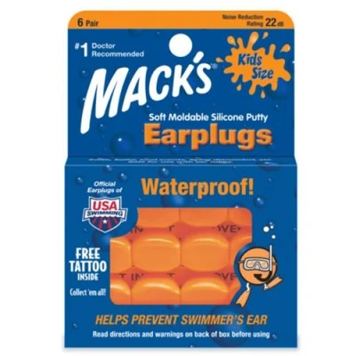 Image de Bouchons d&#039;Oreilles Waterproof Enfant pour Natation Orange Mack&#039;s