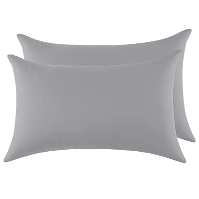 Afbeelding van Kussensloop, 100% katoen, 50 x 80 cm, 2 stuks, rechthoekig, Puro, jersey, 120 g/m², kussensloop duurzaam en hypoallergeen, lichtgrijs