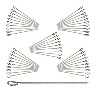 Afbeelding van Relaxdays vleespen roestvrij staal 50 stuks rvs spiezen rolladepen 11 cm zilver