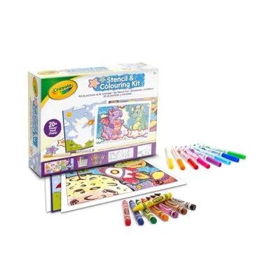 Afbeelding van CRAYOLA Sjablonen en schilderset, creatieve activiteit voor kinderen met viltstiften waspotloden, 5 jaar ouder, 04 2952