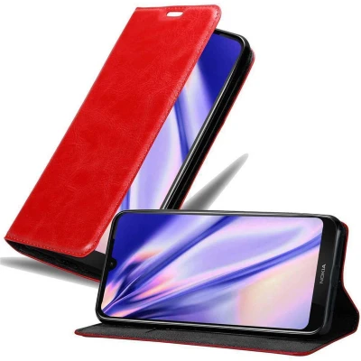 Afbeelding van Cadorabo Hoesje geschikt voor Nokia 3.2 in APPEL ROOD Beschermhoes met magnetische sluiting, standfunctie en kaartvakje Book Case Cover Etui