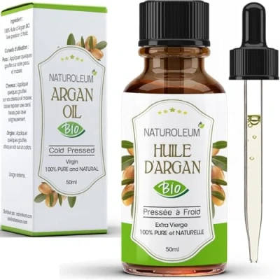 Image de Huile d&#039;argan pure Pressée à froid, certifiée biologique anti âge hydratante naturelle pour le visage, la peau, les cheveux, ongles et corps (50 ml)