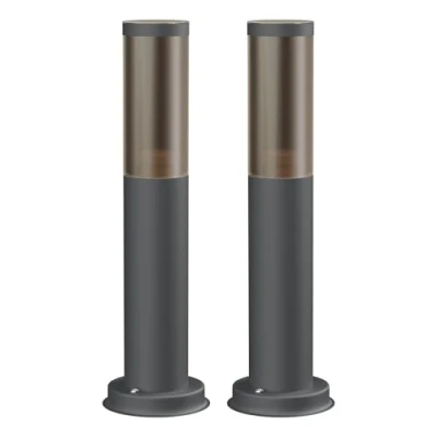 Afbeelding van ledscom.de 2 stuks koplamp/lichtklem/tuinlamp PORU voor buiten, rooklook, IP44, 38,5 cm, antraciet, 1 x E27 max. 40 W.