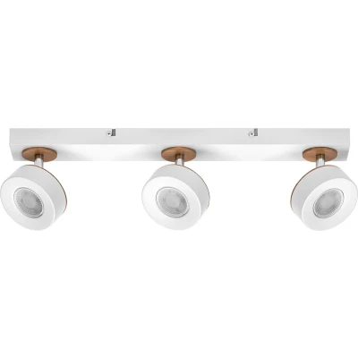 Afbeelding van LEDVANCE LED plafondspot Pluto, staal, hout, 3 lamps, wit