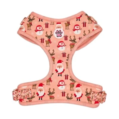 Afbeelding van Kerst Hondentuigje Zacht Tuigje / Honden Harnas Roze Kerstman Sneeuwman Cuddly Christmas Paw My God! Maat L