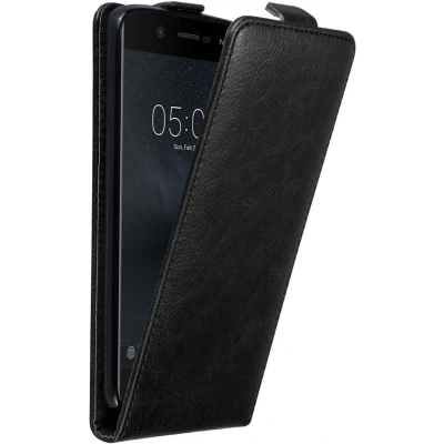 Afbeelding van Cadorabo Hoesje geschikt voor Nokia 5 2017 in ZWARTE NACHT Beschermhoes flip design Case Cover met magnetische sluiting