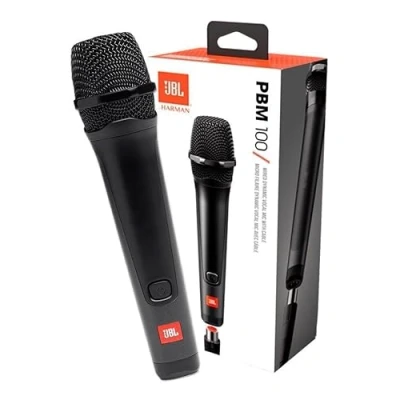 Afbeelding van JBL PBM100 Dynamische vocale microfoon met 6,3 tot 3,5 mm plug in adapterkabel en cardioïde polaire patroon, zwart