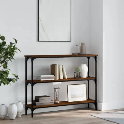 Afbeelding van Wandtafel 100x22,5x75 cm bewerkt hout bruin eikenkleur
