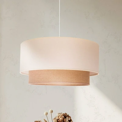 Afbeelding van Euluna Hanglamp 1licht Stof, PVC H: 22 cm E27 ecru, jute