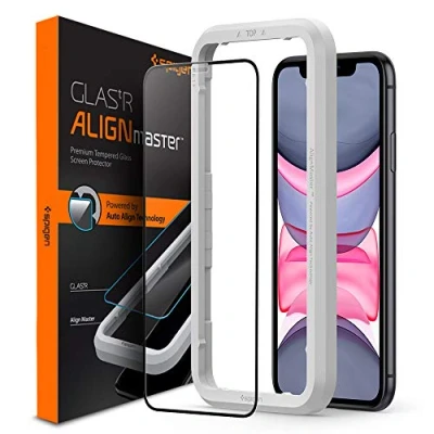 Afbeelding van Spigen AlignMaster Full Cover Glass met Montage Frame voor iPhone 11 Zwart