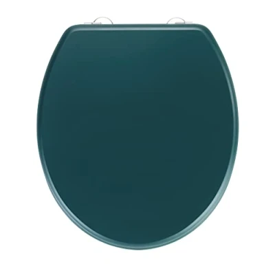 Afbeelding van Prima Premium wc bril in retrostijl, met wandaanslag en roestvrijstalen bevestiging, geschikt voor MDF spoelbak, 37 x 41 cm, donkergroen