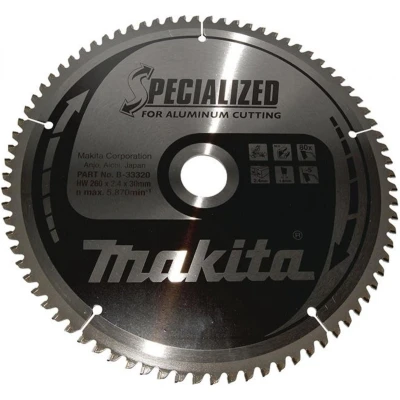 Afbeelding van Makita Afkortzaagblad voor Aluminium Specialized Ø 260mm Asgat 30mm 80T B 33320