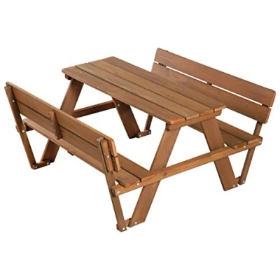 Afbeelding van roba Picknicktafel voor kinderen, outdoor, met rugleuning, massief hout, buitentafel, 4 zits, bruin