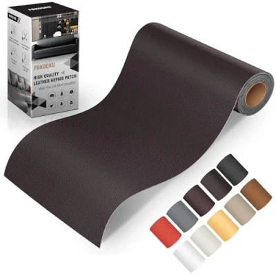 Afbeelding van Kunstlederen reparatieset, zelfklevend, 10 x 200 cm, voor meubels, bank, autostoelen, tassen, reparatie en renovatie van leer (donkerbruin)