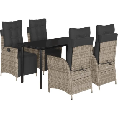 Afbeelding van vidaXL 5 delige Tuinset met kussens poly rattan grijs