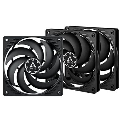Afbeelding van ARCTIC P12 Slim PWM PST (3 stuks) pc ventilator, 120 mm, stille behuizingsventilator, CPU koeler, hoge statische druk, deelfunctie, 300 2100 omw/min zwart