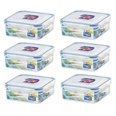 Afbeelding van Lock &amp; HPL823 Set van 6 vierkante voedselcontainers 870 ml